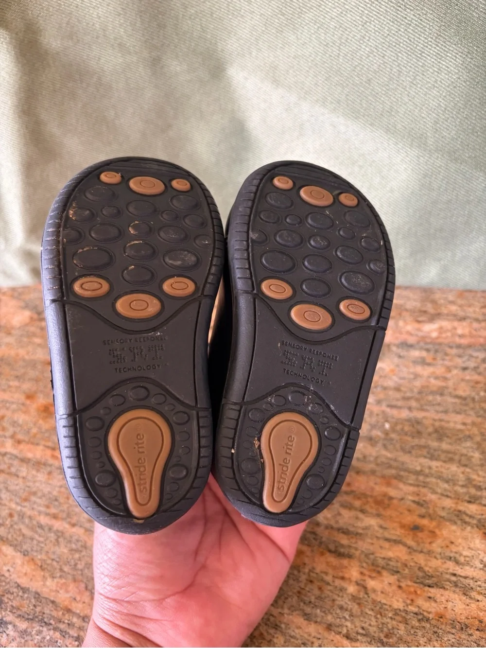 Stride Rite Kids Black Lace-Up Leatherette Shoes Size 5W